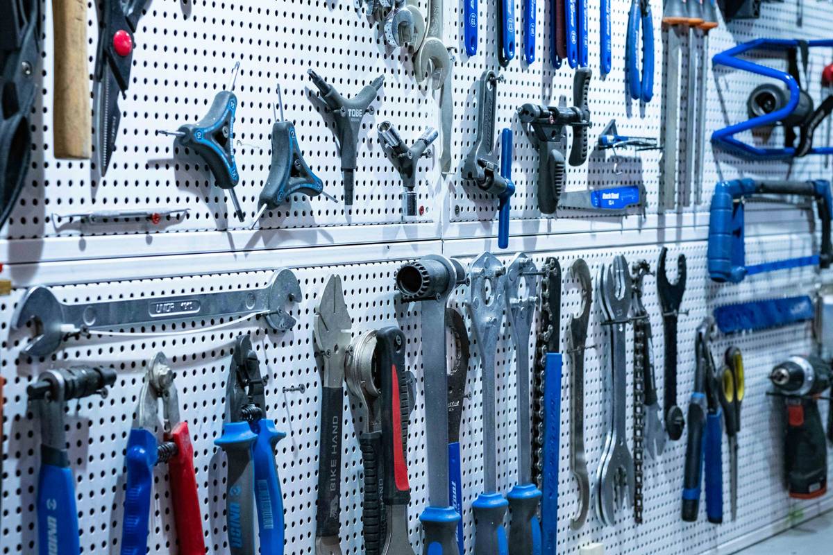 diy rolling tool cart with labeled drawers, mounted casters, and common hand tools neatly arranged